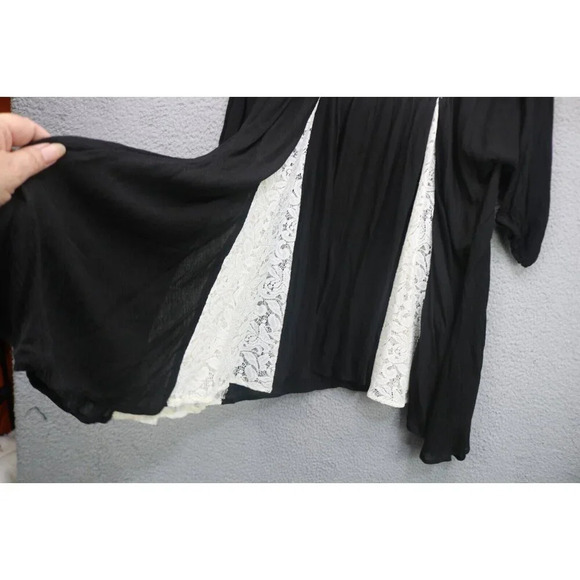 Umgee Black & Ivory Lace Semi-Sheer A-Line Dress-Size XL-Asymmetrical Hemline - Picture 4 of 9